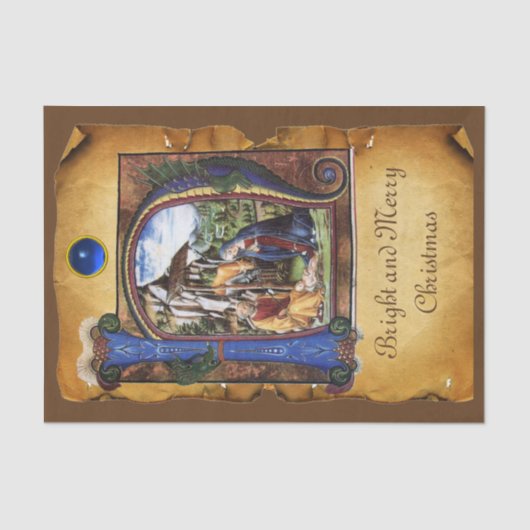 NATIVITEITSCHRISTMAS PARCHMENT MONOGRAM TISSUEPAPIER (Voorkant)