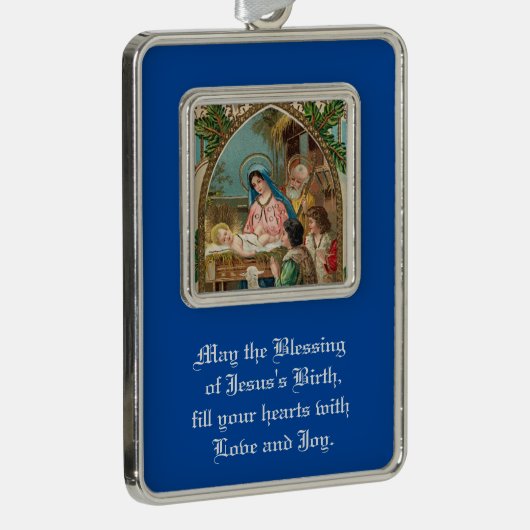 nativiteitsomlijmde versiering verzilverd kader ornament (Rechts)