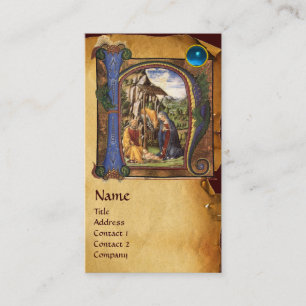 NATIVITEITSPARCHMENT Blue Sapphire Monogram Visitekaartje