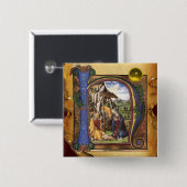 NATIVITEITSPARCHTIG Geel Topaz-monogram Vierkante Button 5,1 Cm (Voorkant /achterkant)