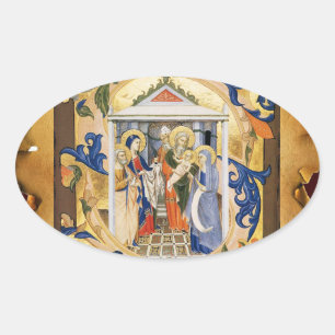 NATIVITEITSPRODUCTIE VAN CHRISTMAS OVALE STICKER