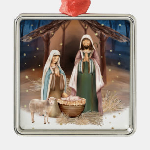 Nativiteitsscène aangepast kerstfeest metalen ornament