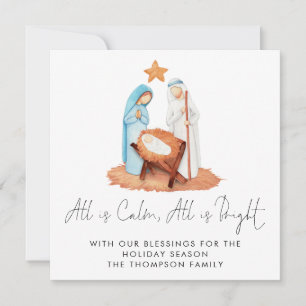 Nativiteitsscène alles is een kalm feestdag notitiekaartje