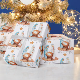 Nativiteitsscène Alles is een kalm kerstscript Cadeaupapier