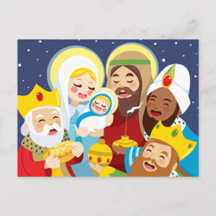 Nativiteitsscène Baby Jesus Birth Feestdagenkaart