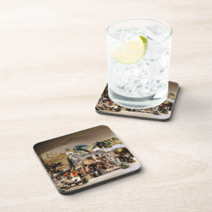 Nativiteitsscène instellen voor kerstmis drankjes onderzetter