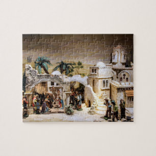 Nativiteitsscène instellen voor kerstmis legpuzzel