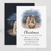 Nativiteitsscène - kerstuitnodiging kaart (Voorkant / Achterkant)