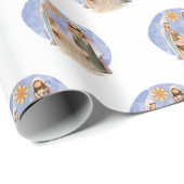 Nativiteitsscène Mary Joseph Jesus Pattern Kerstmi Cadeaupapier (Rol Hoek)
