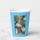 Nativiteitsscène met kerstmis papieren bekers (Achterkant)