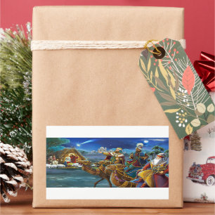 Nativiteitsscène met wijze mannen kerstfeestdag rechthoekige sticker