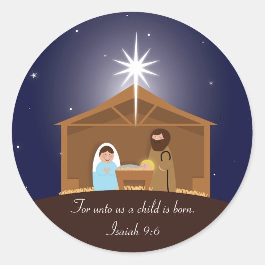 Nativiteitsscène Ronde Sticker (Voorkant)