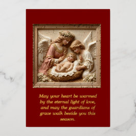 Nativity Angels of Light Foil Holiday Card Folie Feestdagenkaart
