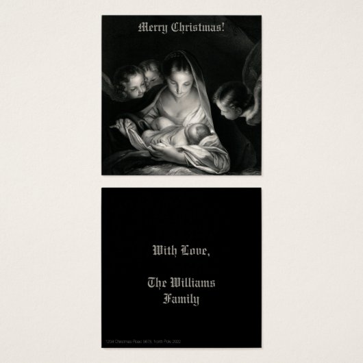 Nativity Baby Jésus Virgin Mary Angels Black White (Devant & derrière)