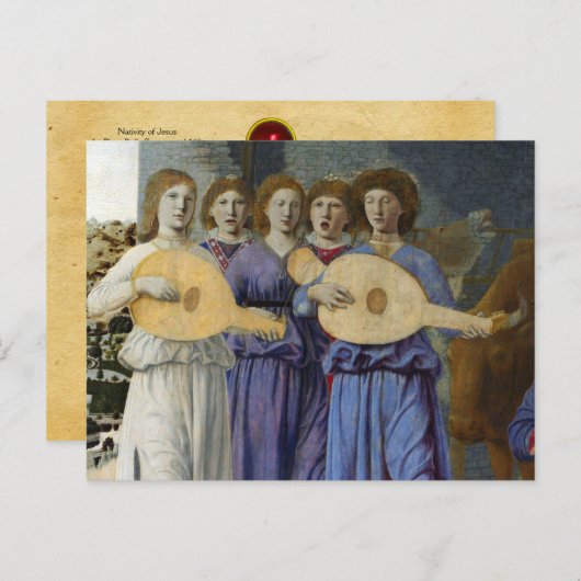 NATIVITY,CHRISTMAS ANGELS by PIERO DELLA FRANCESCA Feestdagenkaart (Voorkant / Achterkant)