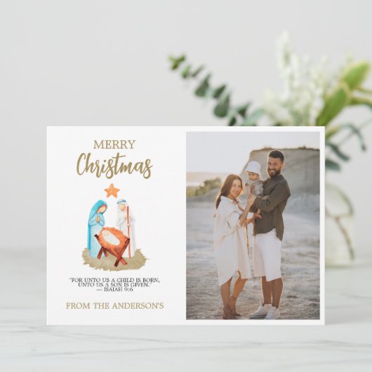 Nativity Christmas Greeting Card Family Religious Feestdagenkaart (Staand voorkant)