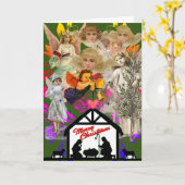 NATIVITY COLLAGE VINTAGE ANGELS CHRISTMAS CARTE (Fleur jaune)