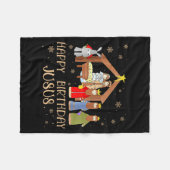 Nativity Happy Birthday Jesus Christmas Nativity C Fleece Deken (Voorkant (Horizontaal))