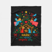 Nativity Hark The Herald Angels Sing Cute Christma Fleece Deken (Voorkant)