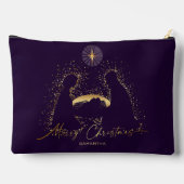 Nativity Manger Christmas Paarse Gold Custom Name Etui (Achterkant)