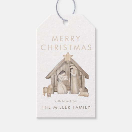 Nativity Neutral Minimalistisch Modern Gift Label Cadeaulabel (Voorkant)