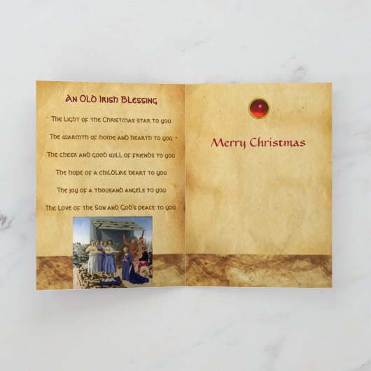 NATIVITY Old Irish Christmas Blessing Parchment  Feestdagen Kaart (Binnen)