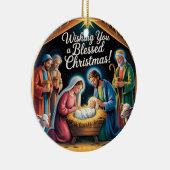 Nativity Scene Christmas Greeting Keramisch Ornament (Rechts)