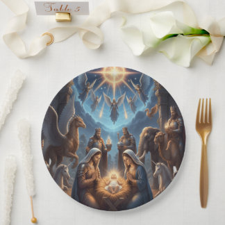 Nativity Scene Christmas Plate – Holy Night Décor Papieren Bordje