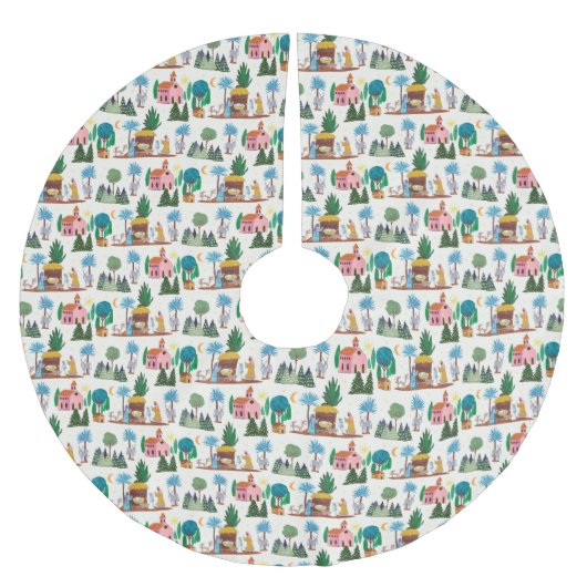 Nativity Scene Ecru Hand drawn Christmas Kerstboom Rok (Voorkant)