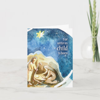 Nativity Scene, For Unto Us a Child is Born Feestdagen Kaart