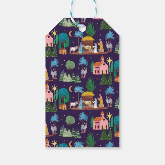 Nativity Scene Hand drawn Christmas Cadeaulabel (Achterkant)