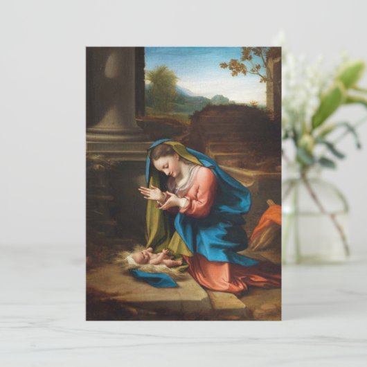 Nativity Scene | Mary and Baby Jesus Religious Feestdagenkaart (Staand voorkant)