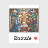 Nativity Stained Glass Art – Holy Family Christmas Sticker (Vel)