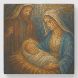 Nativity Stained Glass Mosaic | Holy Family  Stenen Onderzetter