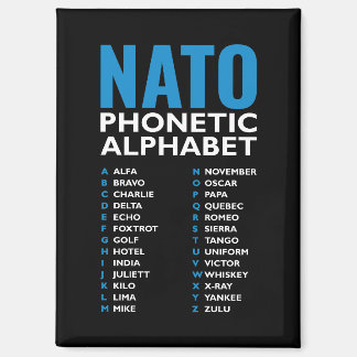 NATO-fonetisch alfabet ALFA BRAVO CHARLIE Magneet