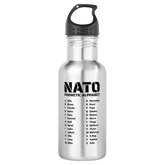 NATO-fonetische alfabetcode Waterfles (Voorkant)