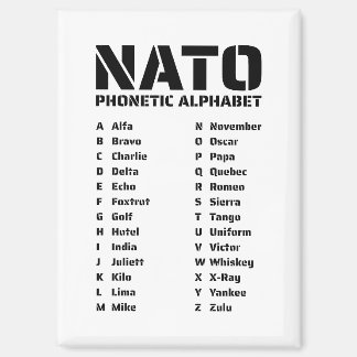 NATO Phonetic Alphabet Chart Magneet