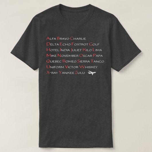 NATO Phonetic Alphabet T  T-shirt (Design voorkant)