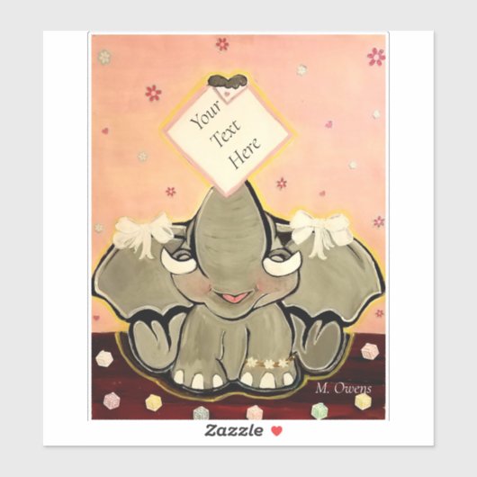 Natosha, de olifant, 8 x 8 inch sticker (Vel)