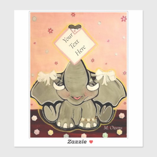 Natosha, l'éléphant Stickers Contour 8" x 8" (Feuille)