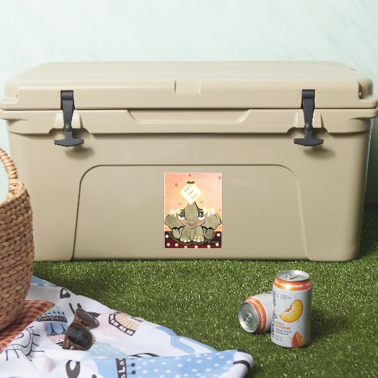 Natosha, l'éléphant Stickers Contour 8" x 8" (Glacière)