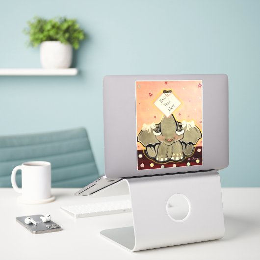 Natosha, l'éléphant Stickers Contour 8" x 8" (Ordinateur portable sur le bureau)