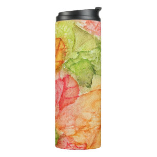 Natte bladeren in de herfst thermosbeker