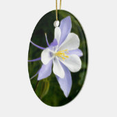 Natte Blauwe Columbine Keramisch Ornament (Links)