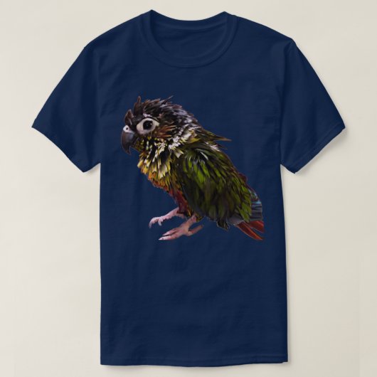Natte groene wang Conure ontwerp Natte conure Sm T-shirt (Design voorkant)