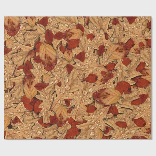 Natte herfstbladeren cadeaupapier (Vlak)