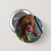 Natte hond met een Banaan Ronde Button 5,7 Cm (Voorkant /achterkant)