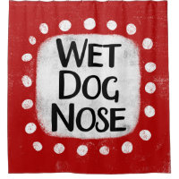 Natte hond neus douchegordijn