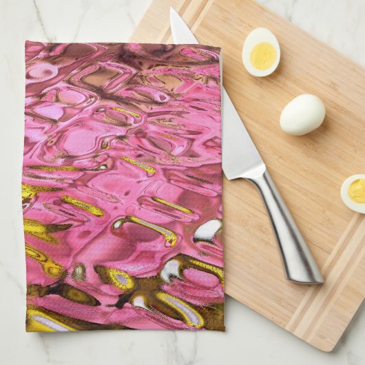 Natte look Roze Abstracte reflectie Theedoek (Quarter Fold)