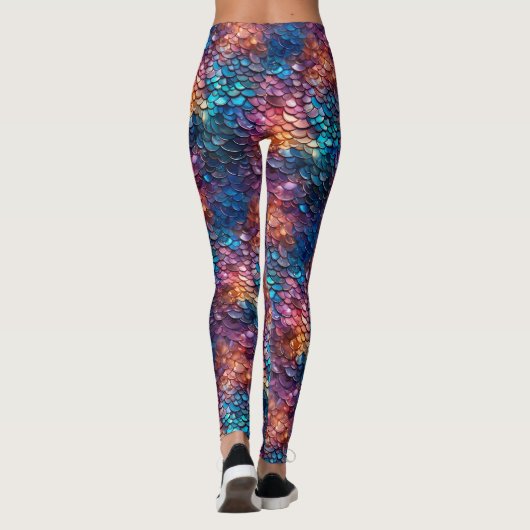 Natte look Zeemeermin Fish Tail Fantasy Scales Kos Leggings (Achterkant)